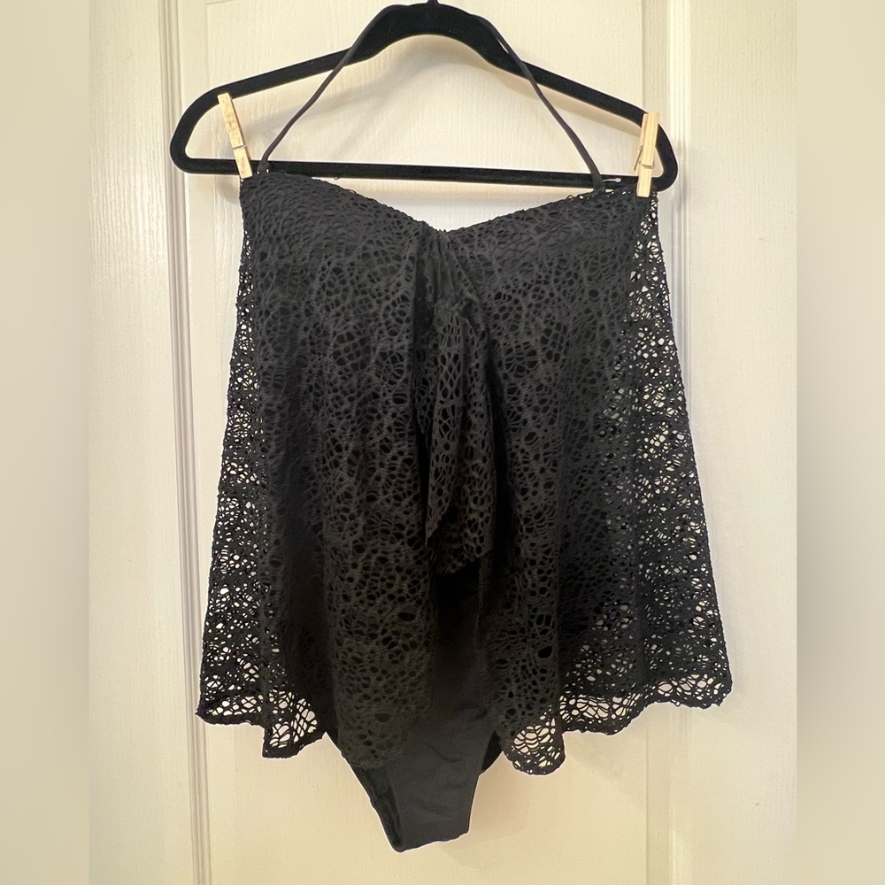 Ralph Lauren Black Crochet Halter Cover-Up